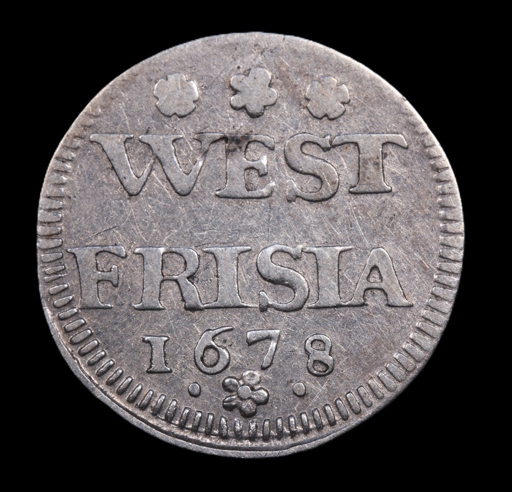 Dubbele wapenstuiver 1678 Enkhuizen. Zfr., Vóór koninkrijk, Zilver, Losse munt, Overige waardes