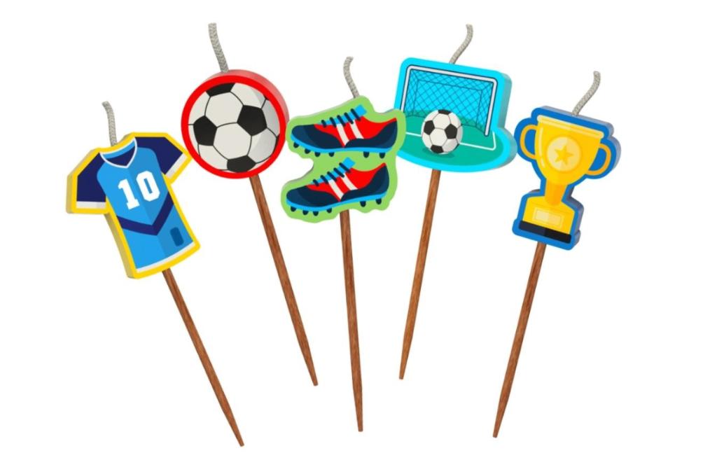 5 Voetbal verjaardags kaarsjes voor taart of cupcakes, Hobby en Vrije tijd, Taarten en Cupcakes maken, Ophalen of Verzenden, Nieuw