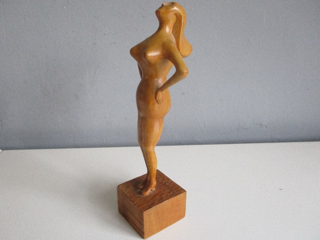 Houten naakte dame beeld beeldje van H.Graaf vrouw, Ophalen of Verzenden