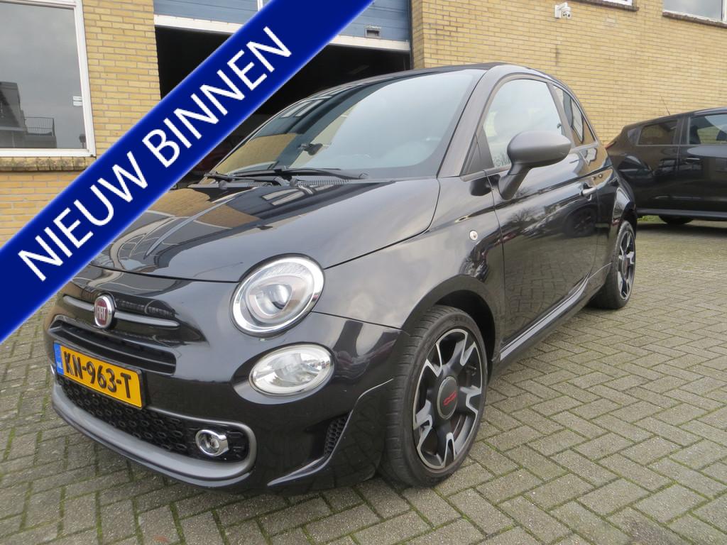 Fiat 500C 0.9 TwinAir Sport-6 BAK-NAVI-CLIMA-NAP-GARANTIE!, Gebruikt, Cabriolet, Leder en Stof, Zwart