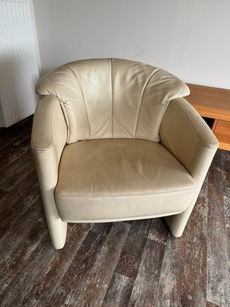 Crème vintage Leolux Tara designfauteuil , Ophalen, Gebruikt, Overige kleuren, Leer