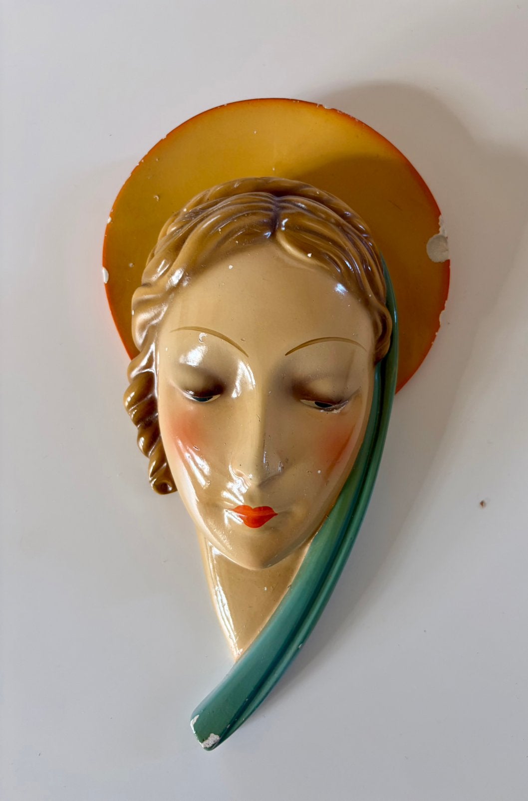 Art deco madonna wandmasker, Antiek en Kunst, Ophalen