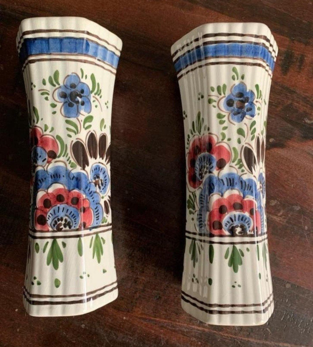 Set van 2 handgeschilderde Delfts Holland vazen, Antiek en Kunst, Ophalen