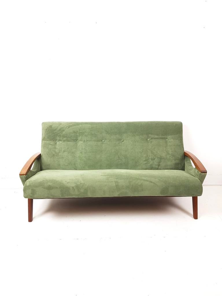 Vintage bank groene rib nieuw bekleed, Verzamelen, Retro, Ophalen of Verzenden