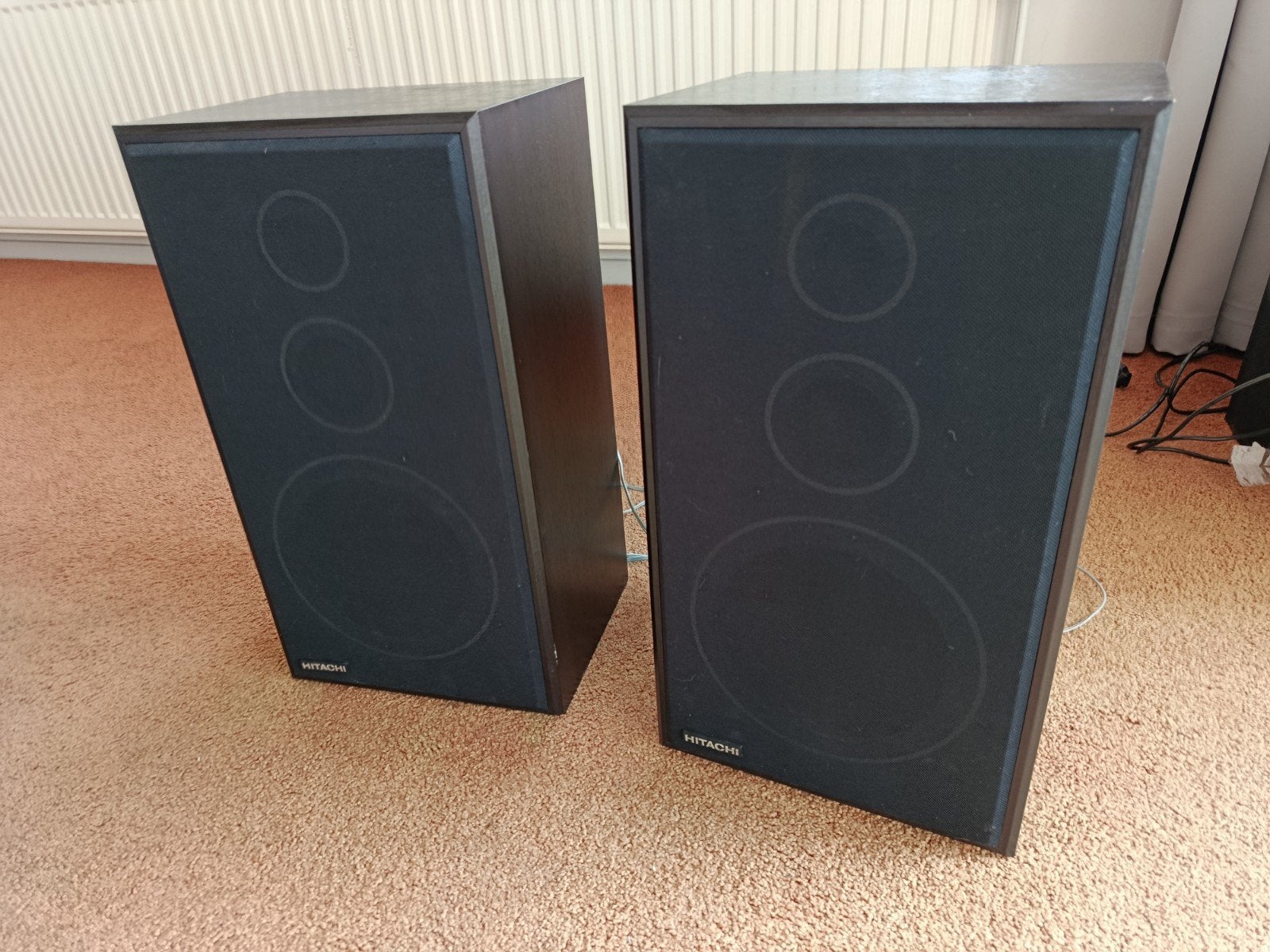 Hitachi HS-E9 3-weg luidsprekers Germany vintage, Ophalen of Verzenden, Zo goed als nieuw, Front, Rear of Stereo speakers, Overige merken