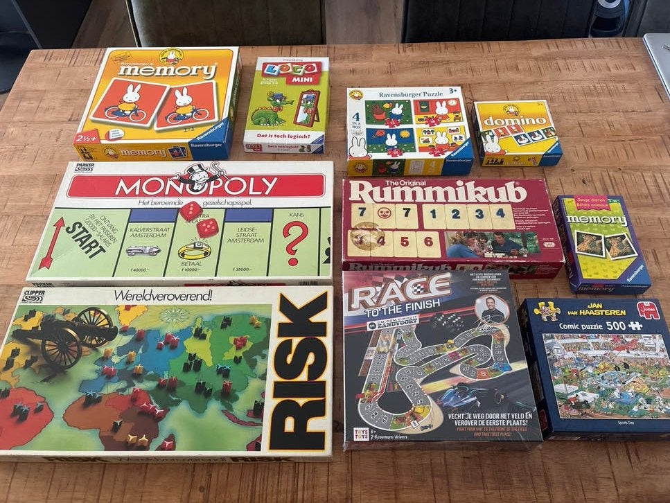 Diverse spellen en puzzels: Risk, Monopoly, Memory, Een of twee spelers, Ophalen of Verzenden, Gebruikt
