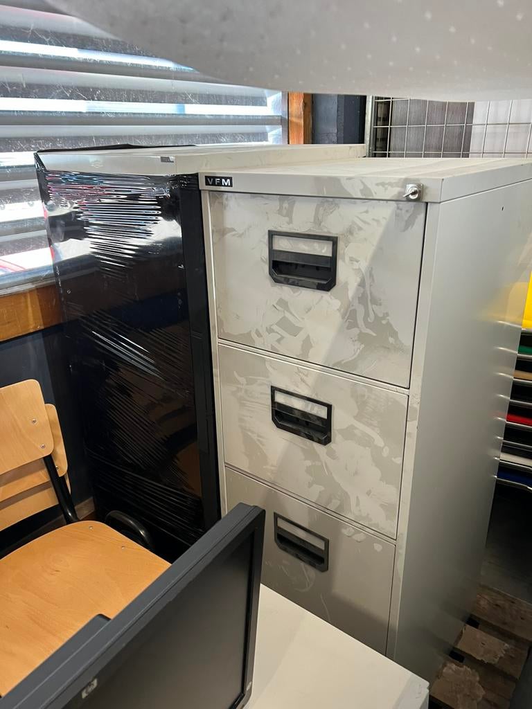 Partij van 4 hangmappenkasten / ladekasten / dossierkasten, Gebruikt, 3 of 4 laden, Minder dan 100 cm, Metaal