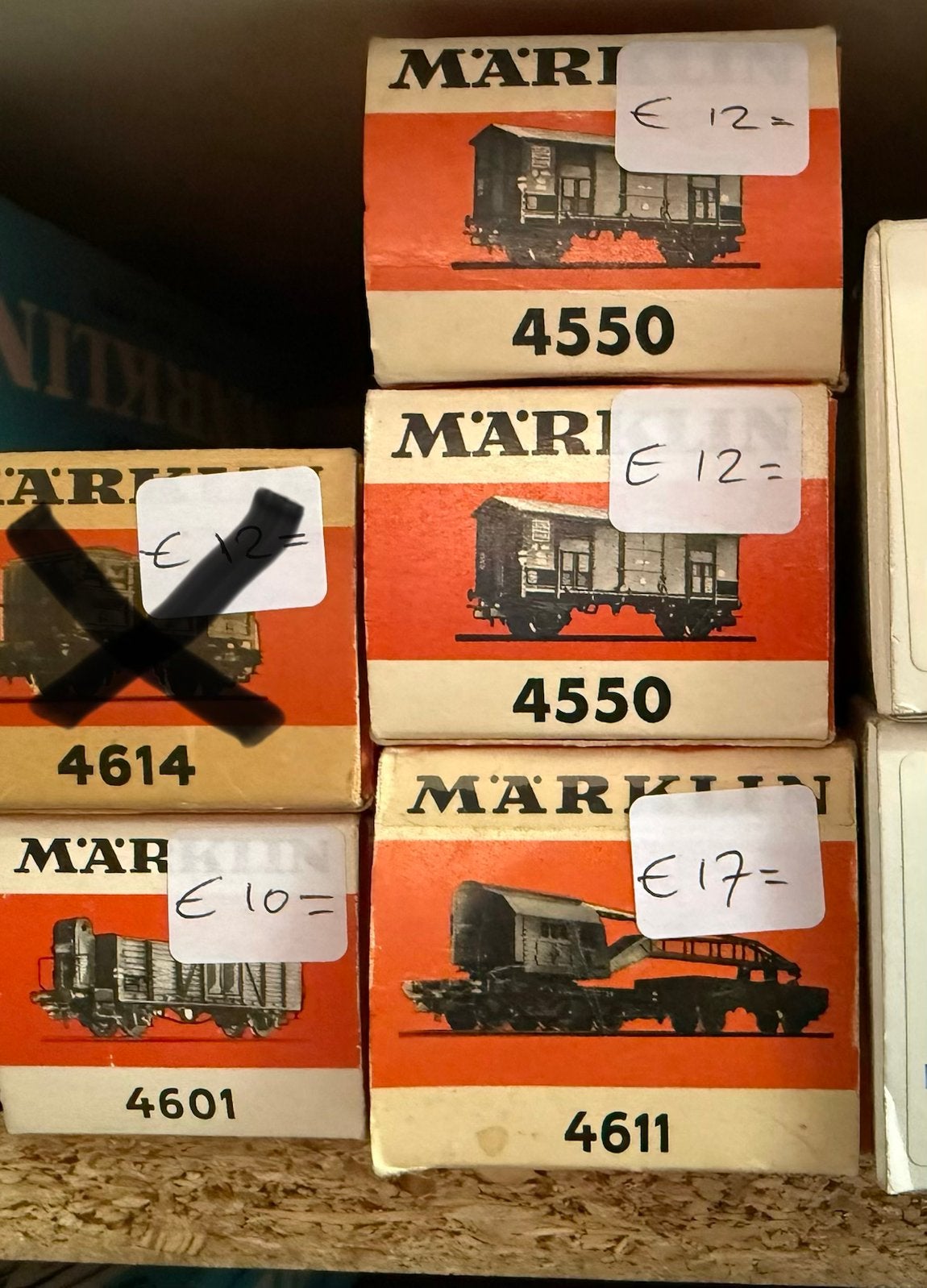 Marklin wagons 4601, 4611 en 2x 4550, Hobby en Vrije tijd, Modeltreinen | H0, Wisselstroom, Wagon, Ophalen of Verzenden, Zo goed als nieuw