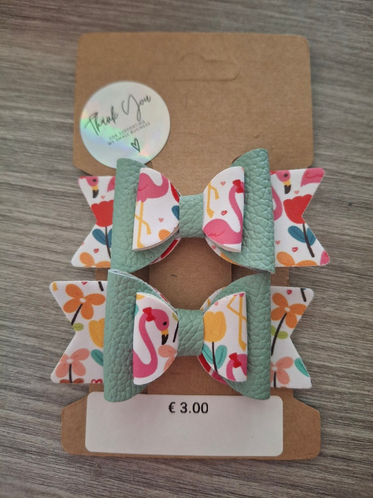 2 Nieuwe Handgemaakte Haarstrikjes met Flamingo's, Ophalen of Verzenden, Nieuw, Handgemaakt