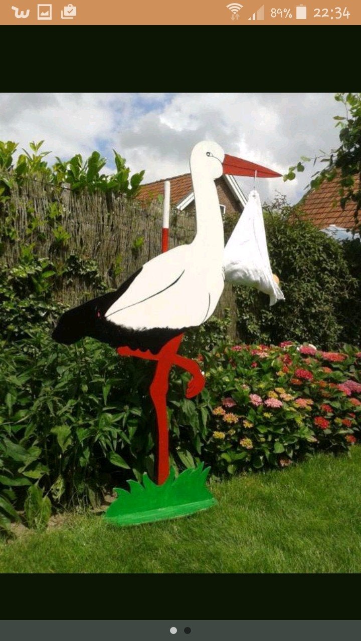 Ooievaar te huur, Ophalen, Gebruikt, Geboortebord