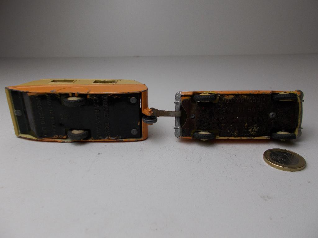 1958 Dinky Toys 166 + 190. SUNBEAM + CARAVAN (Repainted!), Ophalen of Verzenden, Gebruikt, Auto, Dinky Toys