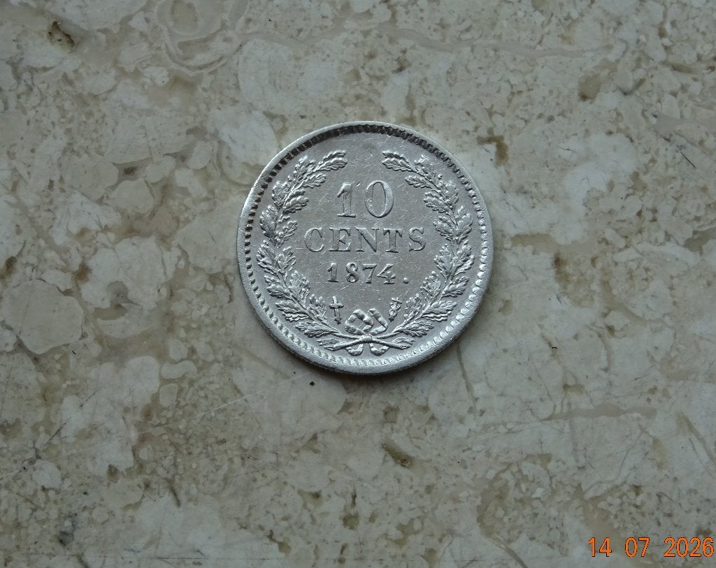 10 cent 1874, Postzegels en Munten, Munten | Nederland, Losse munt, 10 cent, Koning Willem III, Zilver, Verzenden