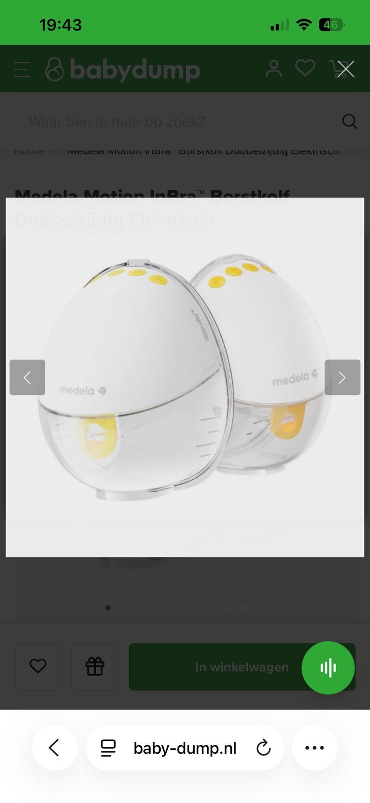 Medela Motion InBra Borstkolf Dubbelzijdig Elektrisch, Kinderen en Baby's, Babyvoeding en Toebehoren, Ophalen of Verzenden, Zo goed als nieuw