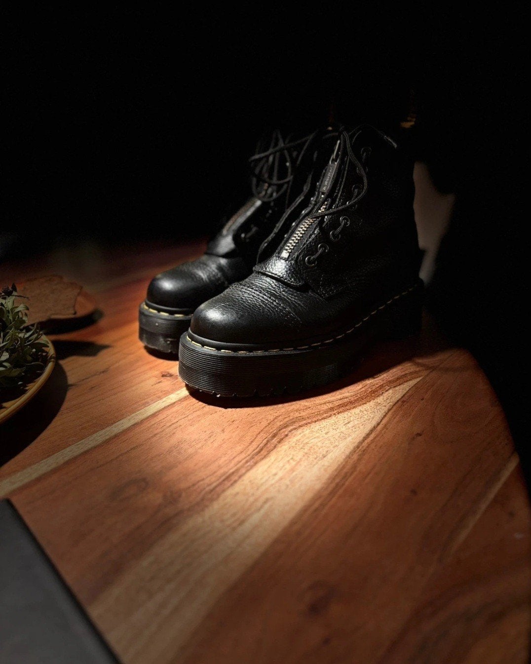 Dr. Martens Sinclair Platform Laarzen - Zwart Leer, Kleding | Dames, Schoenen, Zwart, Lage of Enkellaarzen, Ophalen of Verzenden