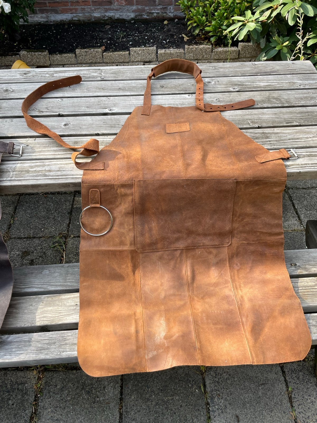 Drie Leren BBQ schorten - Cognac-its time to grill, Ophalen, Gebruikt, Grill Meister