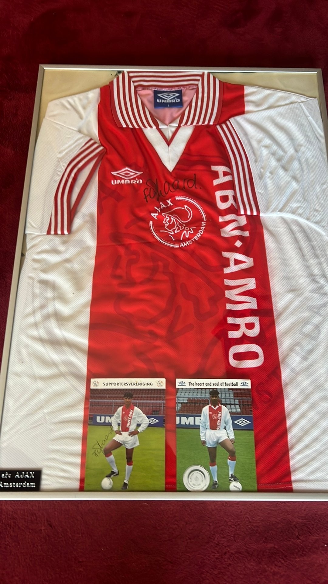Gesigneerd AJAX shirt Supercup en 95/96 Frank Rijkaard, Ophalen of Verzenden, Zo goed als nieuw, Ajax, Shirt