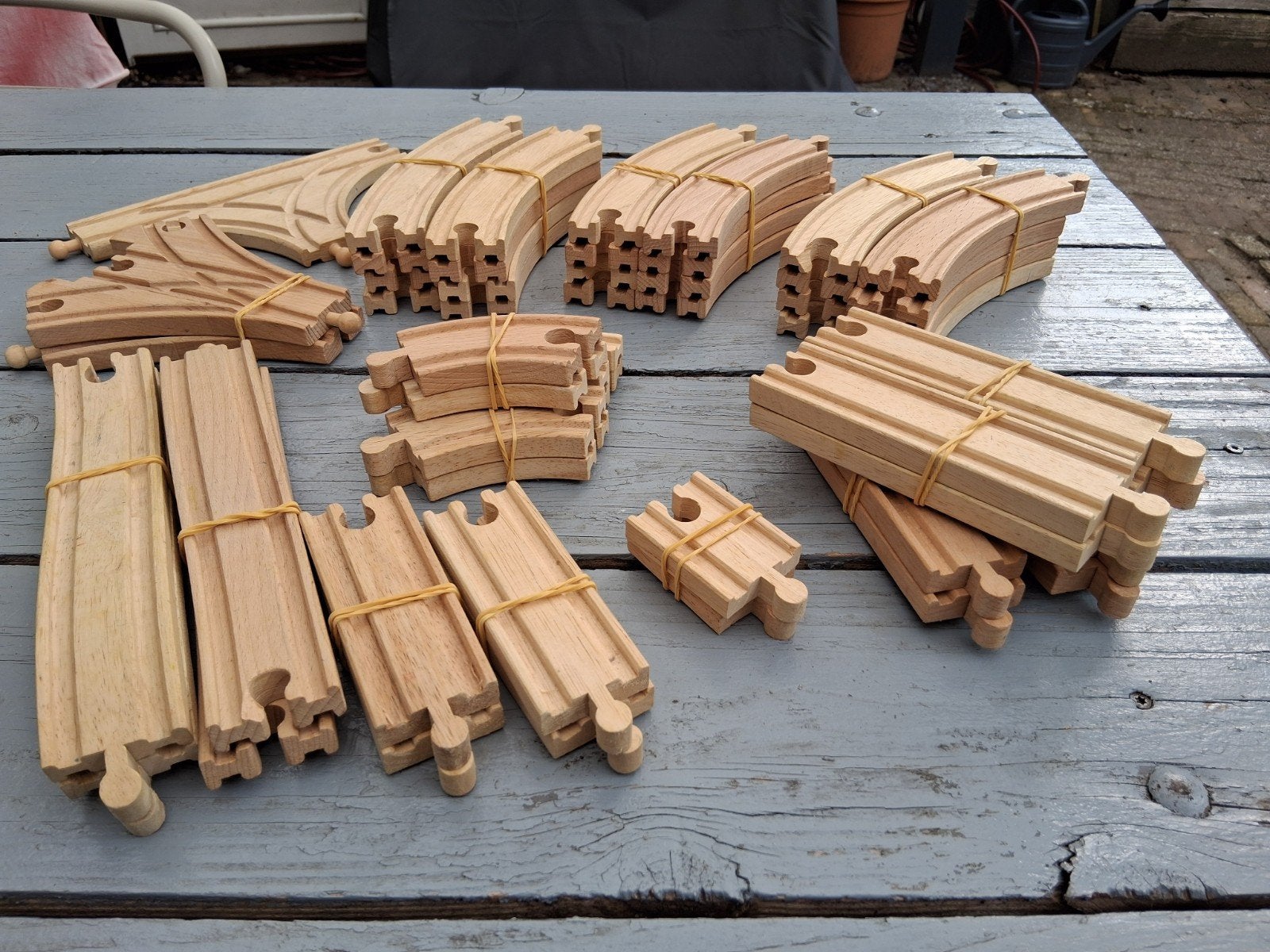 Houten trein set, Ophalen, Gebruikt, Duw- of Trekspeelgoed