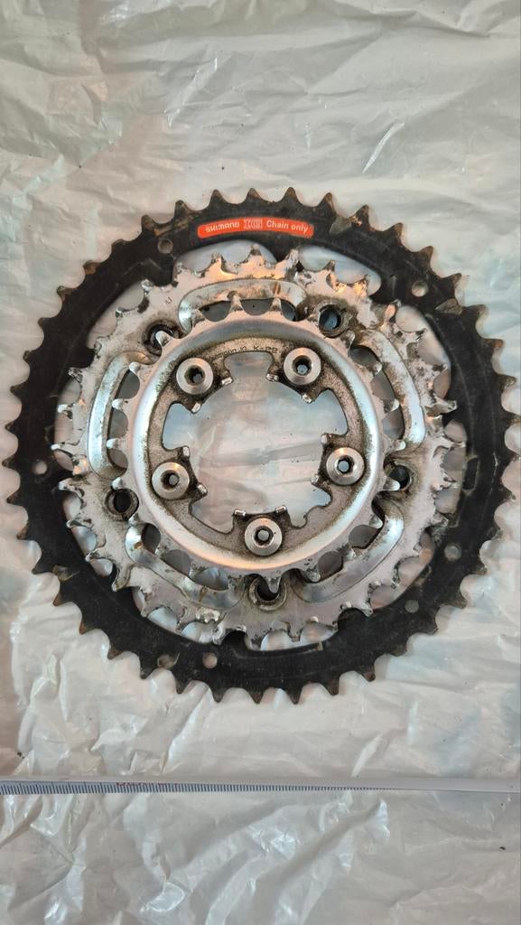 Shimano kettingbladenset, Gebruikt, Staal, Ophalen of Verzenden, Derailleur of Ketting