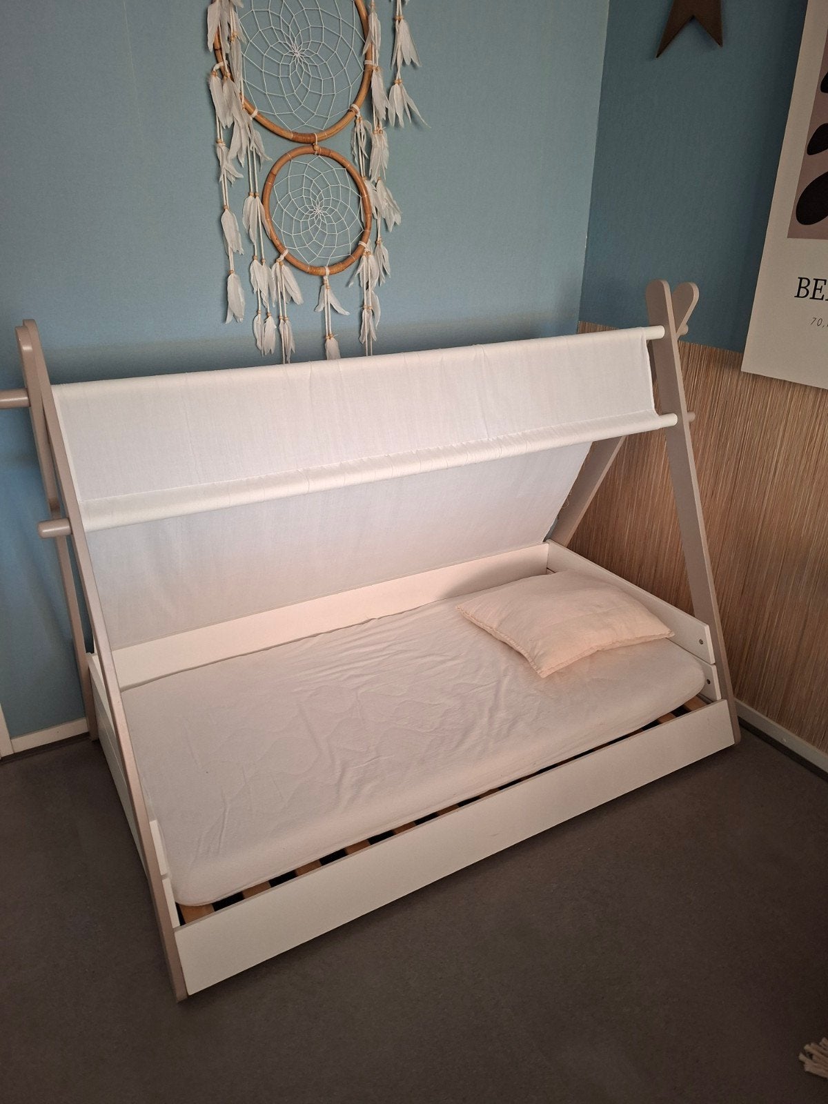 Tipi peuter/kleuter bed 70x150, Lattenbodem, 70 tot 85 cm, Zo goed als nieuw, 140 tot 160 cm