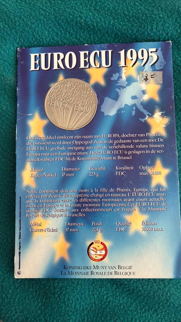 Euro ecu 1995 penning, Ophalen of Verzenden, Overige materialen
