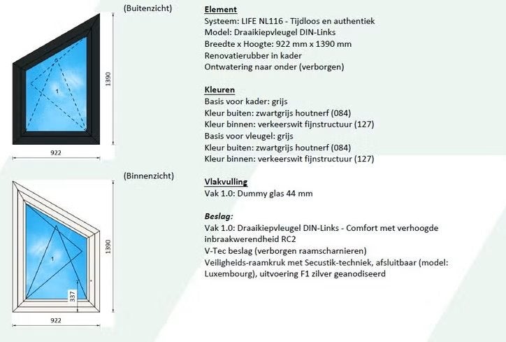 kunststof kozijn, Kunststof, Raamkozijn, Nieuw, Inclusief glas