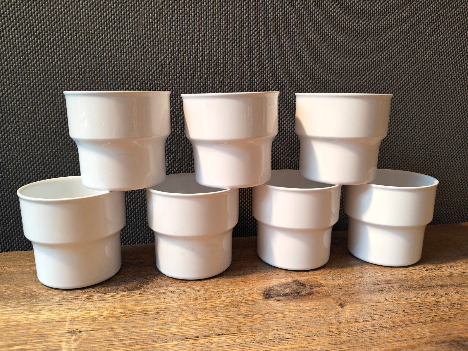 Mepal bekers - Set van 7 witte kunststof bekers, Ophalen of Verzenden, Gebruikt