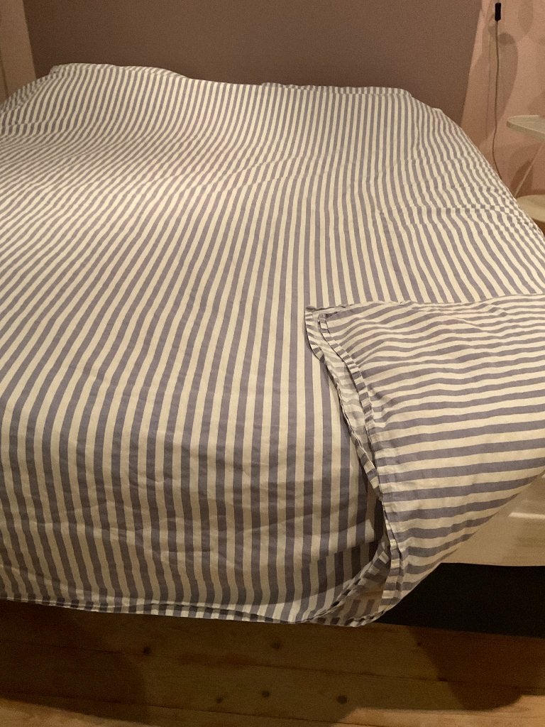 Bed 180x210 Boxspring, Ophalen, Gebruikt, Blauw, 210 cm
