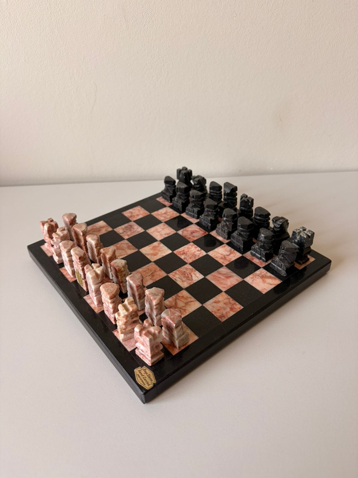 Vintage marmeren schaakspel, Hobby en Vrije tijd, Gezelschapsspellen | Bordspellen, Een of twee spelers, Ophalen of Verzenden