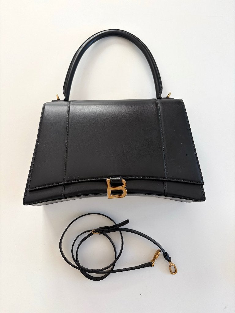 Balenciaga Hourglass Medium, Ophalen of Verzenden, Zo goed als nieuw, Zwart, Handtas