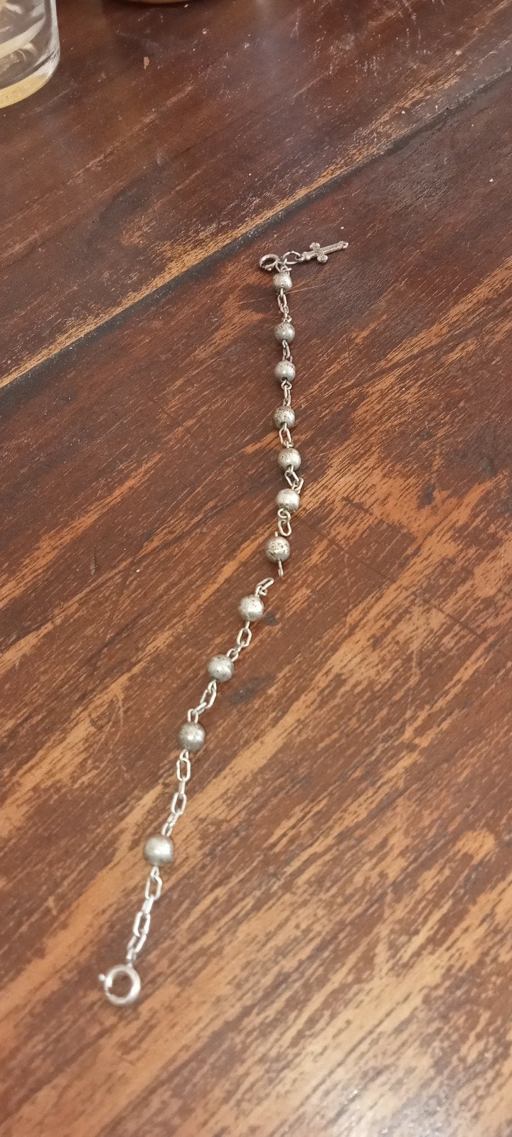 Rozenkrans Armbandje met Kruisje, Overige materialen, Gebruikt, Ophalen of Verzenden, Met bedels of kralen