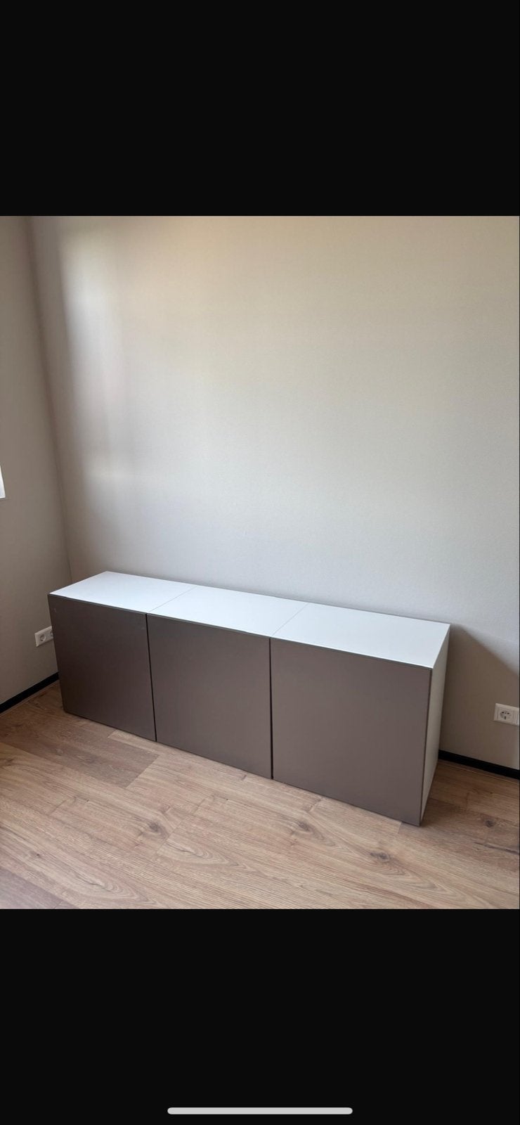 Tv meubel wit/brons met 3 deurtjes en plankjes, Ophalen, Gebruikt, 150 tot 200 cm, Minder dan 100 cm