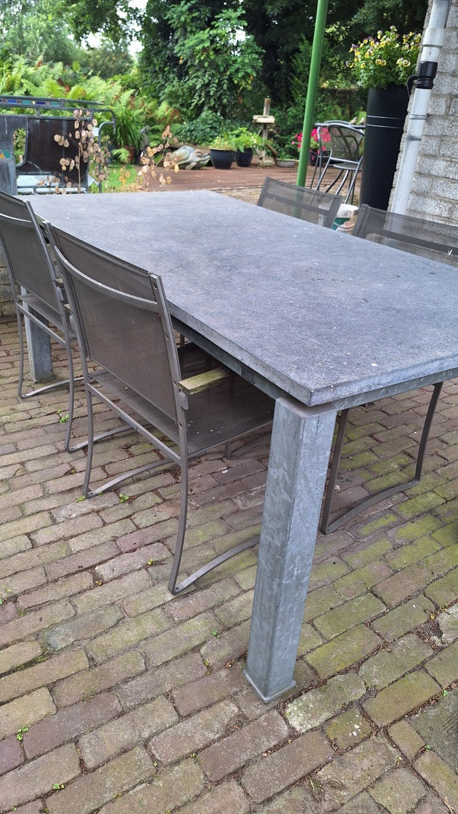 Tuinset: Belgisch hardsteen tafel (90x180) met 4 stoelen, Ophalen