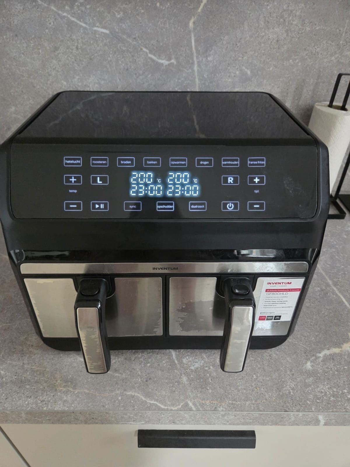Inventum GF800HLD Dubbele Hete Lucht Friteuse Airfryer, Ophalen, Zo goed als nieuw, Airfryer, 1500 gram of meer