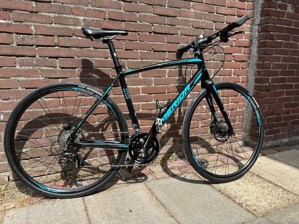 Zwarte hybride fiets met Shimano Tiagra, 52 cm frame, 28 inch, Gebruikt, Velgrem, Aluminium