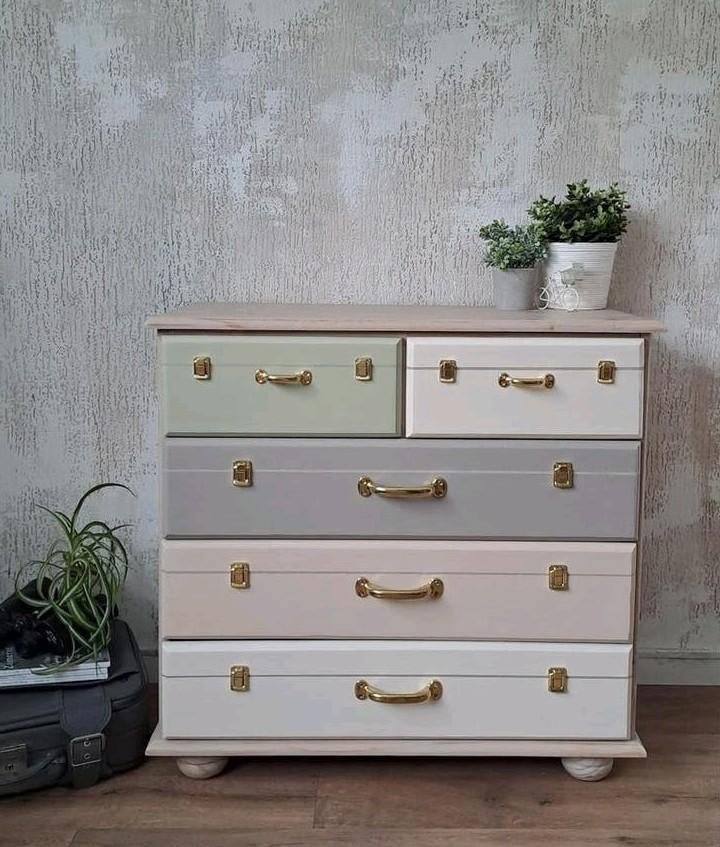 Ladekast kofferlook, Ophalen, 50 tot 100 cm, Zo goed als nieuw, 3 of 4 laden