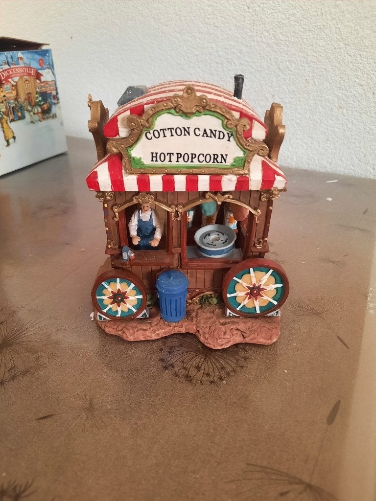 Dickensville cotton candy & popcorn wagen in originele doos, Diversen, Ophalen of Verzenden, Zo goed als nieuw