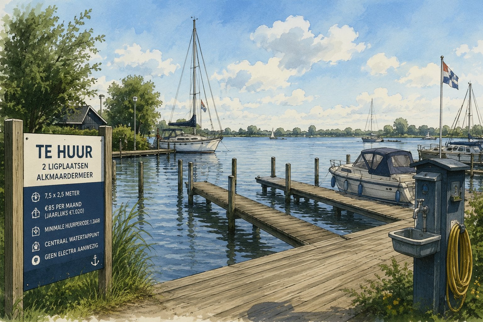2 Ligplaatsen Alkmaardermeer - 7,5 x 2,5 meter, Watersport en Boten, Winter, Buiten