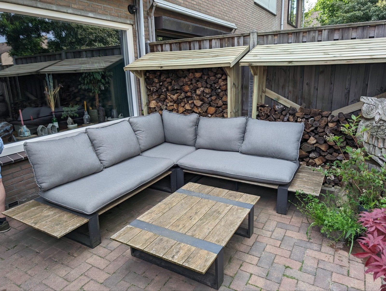 Tierra outdoor lounge set aluminium en teak, Ophalen, Zo goed als nieuw, Teakhout