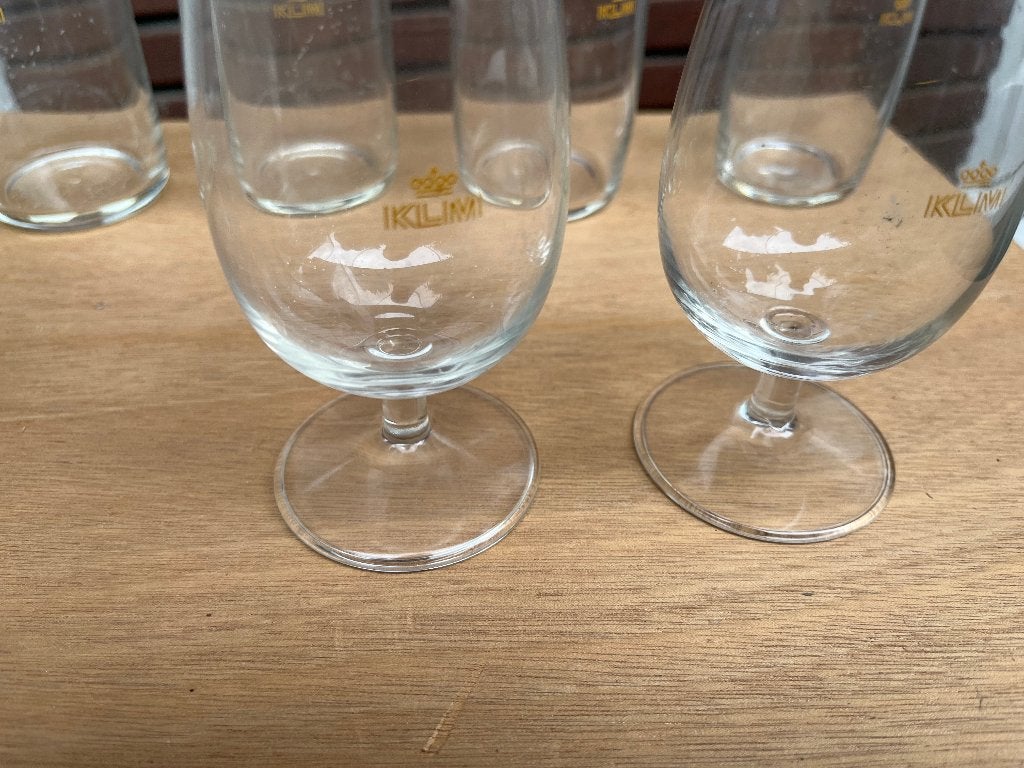 Acht KLM Glazen Business Class, Verzamelen, KLM Huisjes, Ophalen, Gebruikt, Paleis of Waag