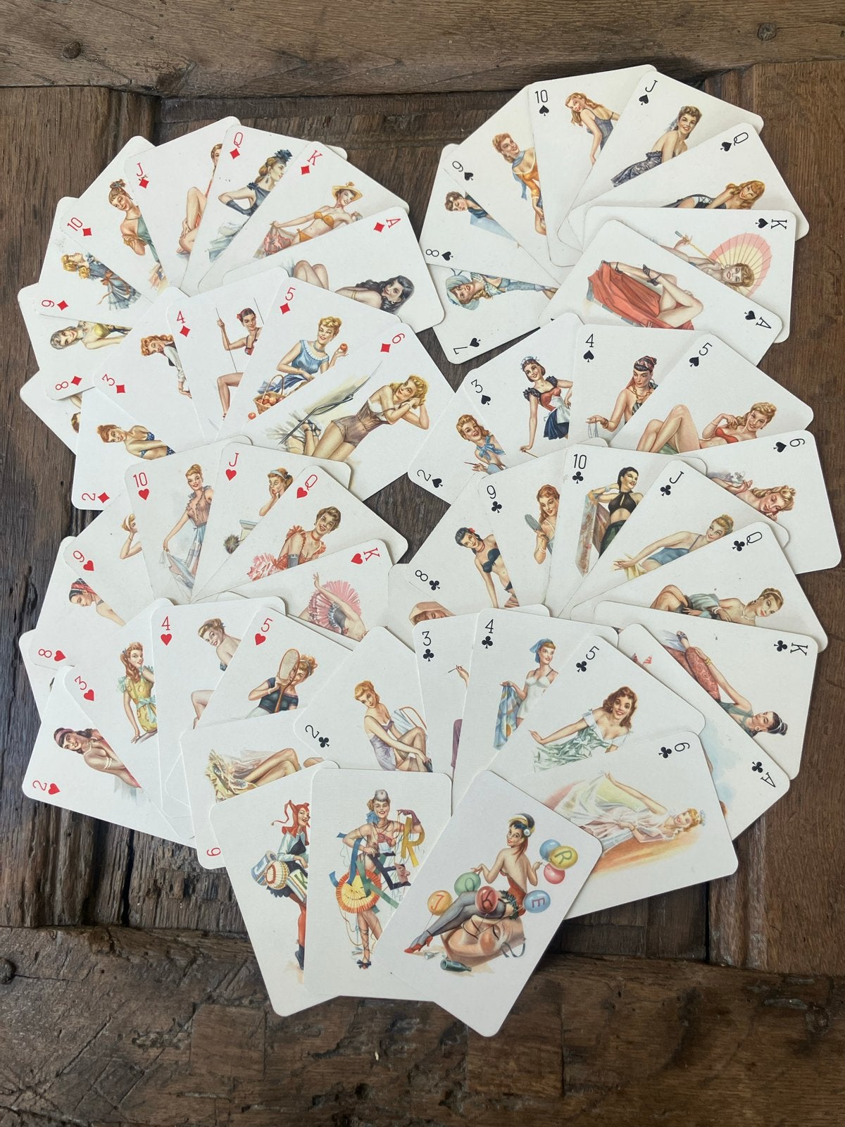Vintage Pin-up Speelkaarten, jaren '50, Antiek en Kunst, Ophalen of Verzenden
