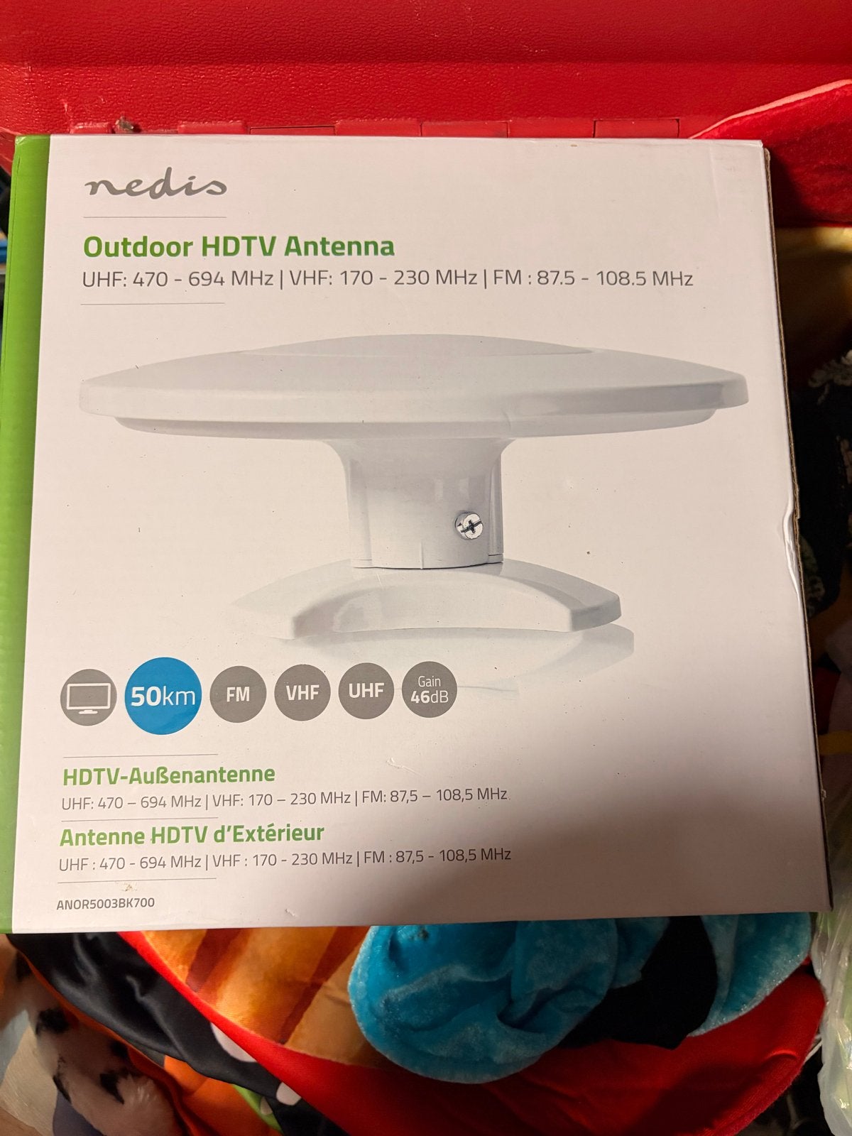 Nedis Outdoor HDTV Antenne - UHF/VHF/FM, 46dB versterking, Ophalen of Verzenden, Nieuw, Antenne