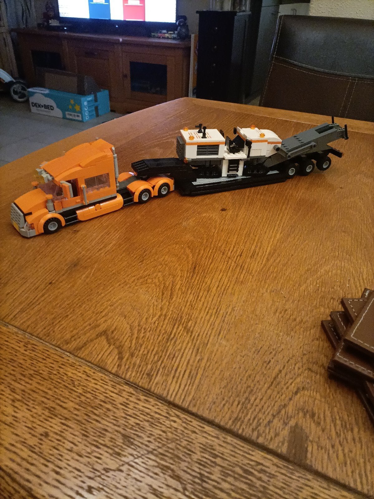 Lego Technic Vrachtwagen met oplegger en wegfrees, Gebruikt, Lego, Ophalen of Verzenden, Complete set