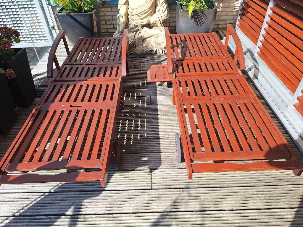 zonnebank, Tuin en Terras, Ligbedden, Ophalen, Gebruikt, Hout, Verstelbaar