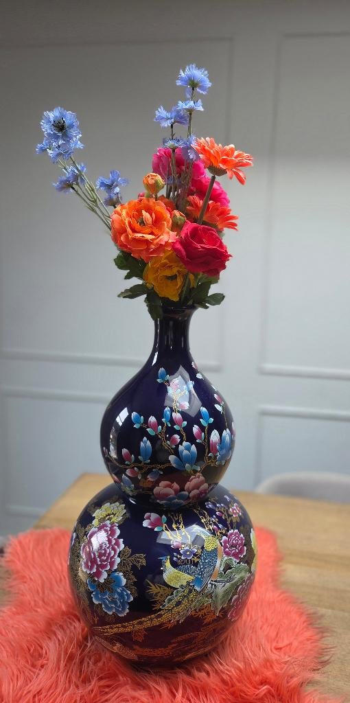 Chinese vaas groot 62cm met bloemen, Antiek en Kunst, Antiek | Vazen, Ophalen of Verzenden