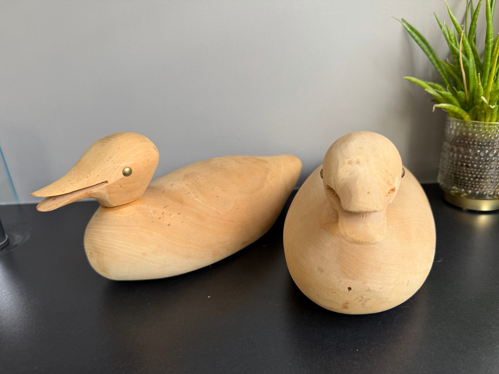2 Houten Eenden - Decoratieve Beelden, Ophalen of Verzenden