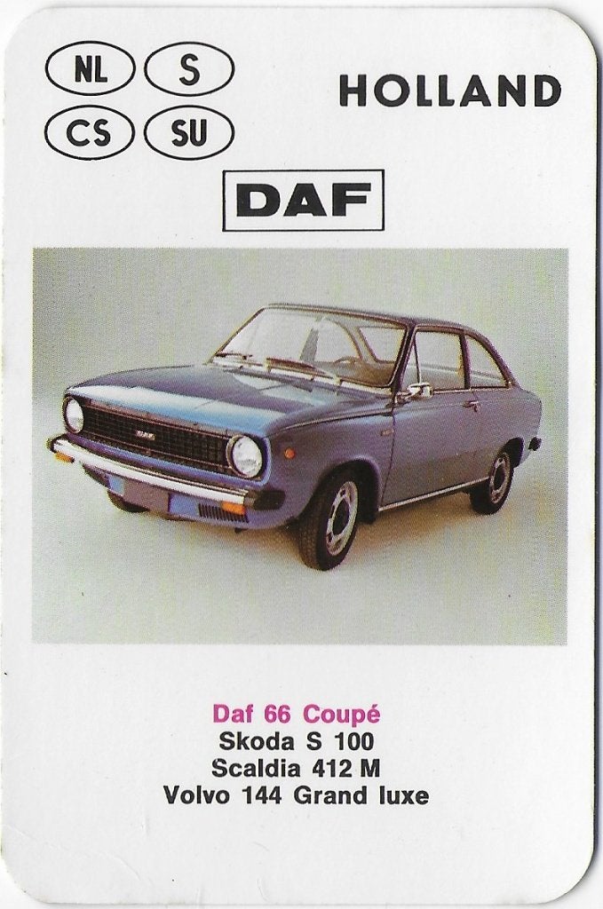 ak1015-- Autokaartje Holland Daf 66 Coupé, Ophalen of Verzenden, Zo goed als nieuw, Auto's