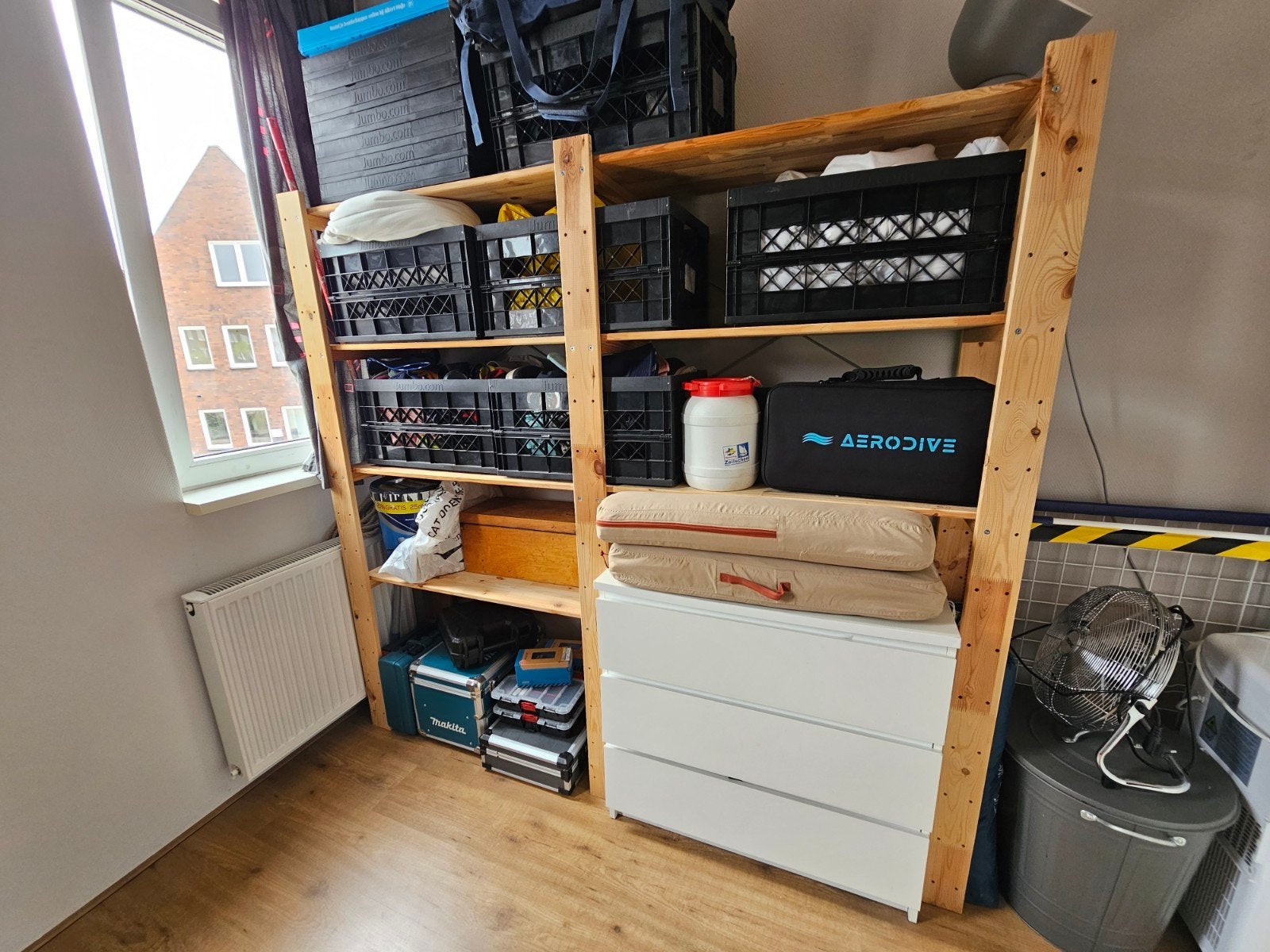 Stevige houten stellingkast, Ophalen, Gebruikt