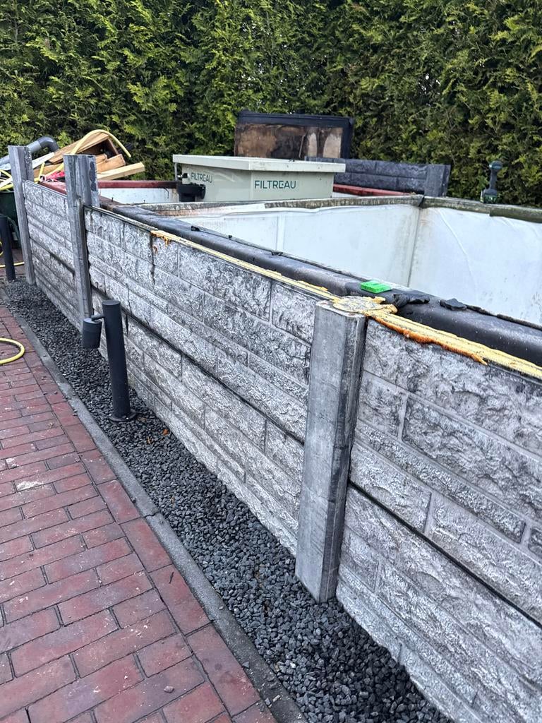 Schutting panelen beton, Tuin en Terras, Tuinhekken en Hekwerk, Ophalen, Gebruikt, IJzer