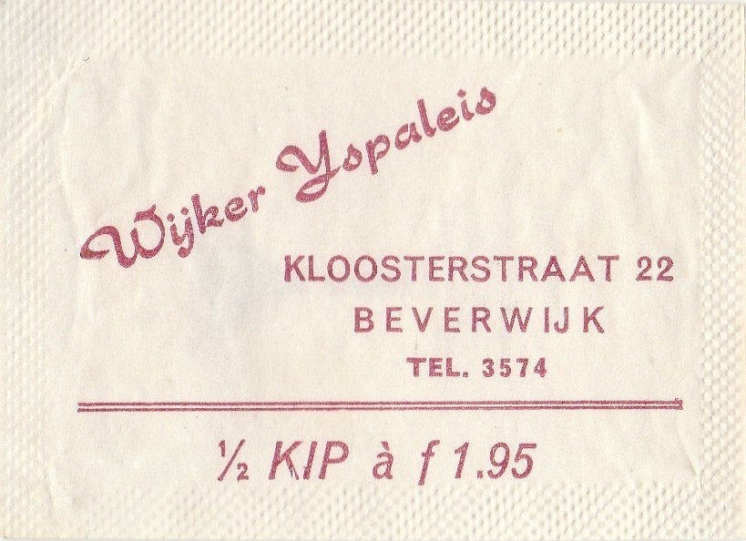 Wijker IJspaleis Kloosterstraat Beverwijk - 1/2 kip á f 1.95, Ophalen of Verzenden