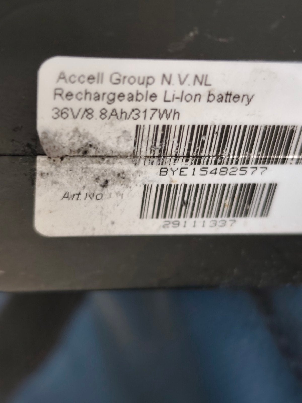 Accell Group 36V/8.8Ah/317Wh Li-ion E-bike Accu, Ophalen of Verzenden, Gebruikt